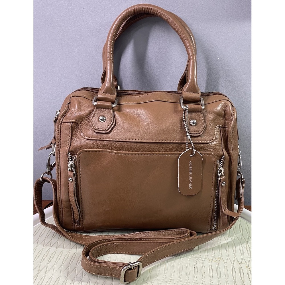 Vintage Great American Leather Women's Brown Handbag Crossbody Purse 9.5x9.5x3"‎